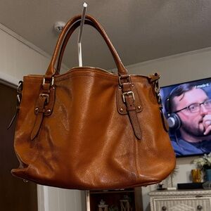 Kattee Brown Genuine Leather Tote Bag